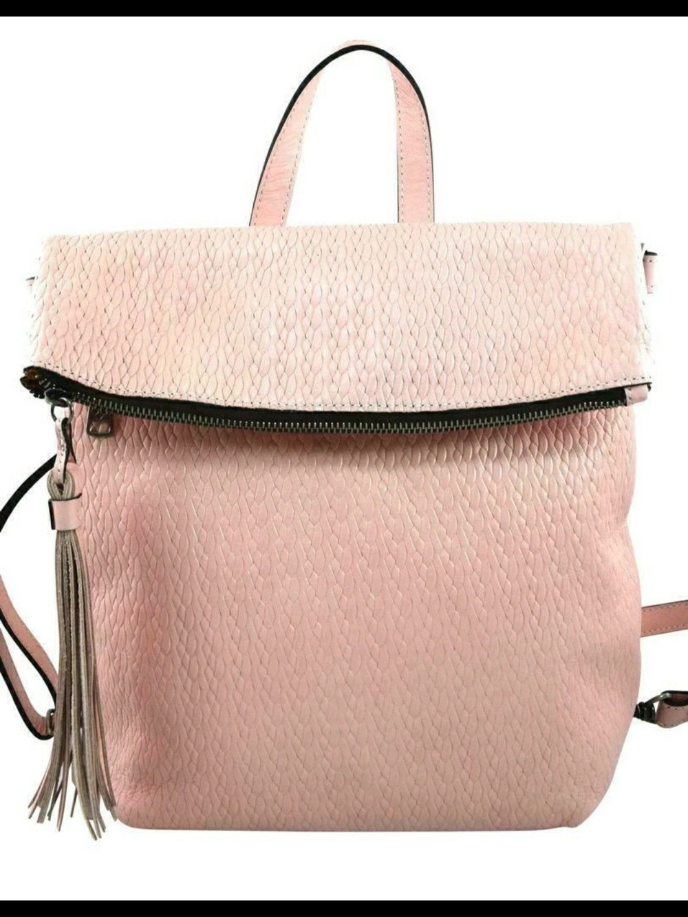 Patricia Nash Pink Textured Leather Backpack with Fringe Tassel